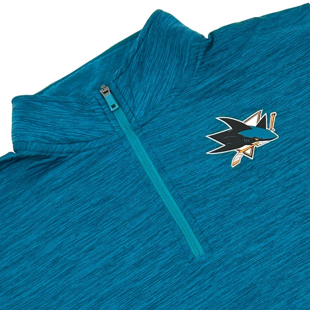 San Jose Sharks Pullover Mens Large Teal NHL Fanatics Authentic Pro Quarter-Zip
